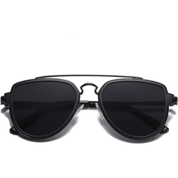 Retro Aviator Polarized Sunglasses Men Women Mirrored Lens UV400 Double Bridge - Picture 1 of 6